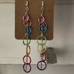 Rainbow mixed metal earrings